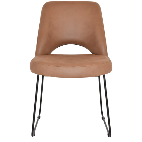 Mulberry Side Chair Black Sled Base With Pelle Benito Tan Shell, Viewed From Front