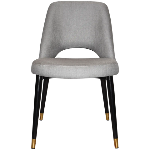 Mulberry Side Chair Black With Brass Tip Metal 4 Leg With Gravity Steel Shell, Viewed From Front