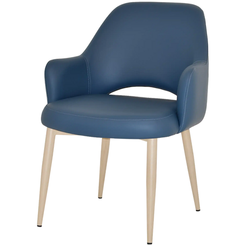 Mulberry XL Armchair Birch Metal 4 Leg With Blue Vinyl Shell, Viewed From Angle