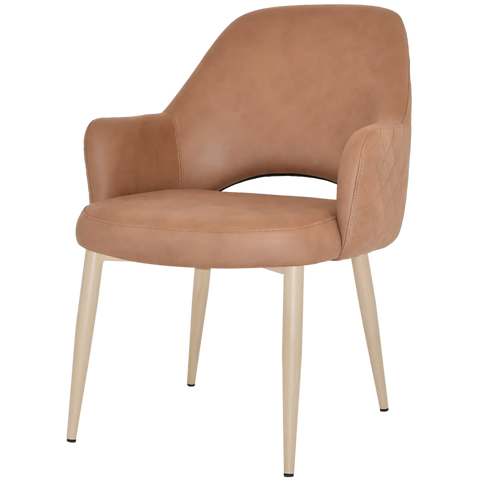 Mulberry XL Armchair Birch Metal 4 Leg With Pelle Benito Tan Shell, Viewed From Angle