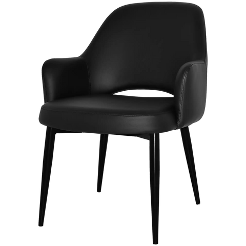 Mulberry XL Armchair Black Metal 4 Leg With Black Vinyl Shell, Viewed From Angle