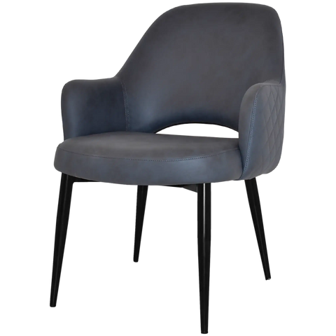 Mulberry XL Armchair Black Metal 4 Leg With Pelle Benito Navy Shell, Viewed From Angle