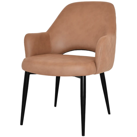 Mulberry XL Armchair Black Metal 4 Leg With Pelle Benito Tan Shell, Viewed From Angle