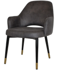 Mulberry XL Armchair Black With Brass Tip Metal 4 Leg With Eastwood Slate Shell, Viewed From Angle