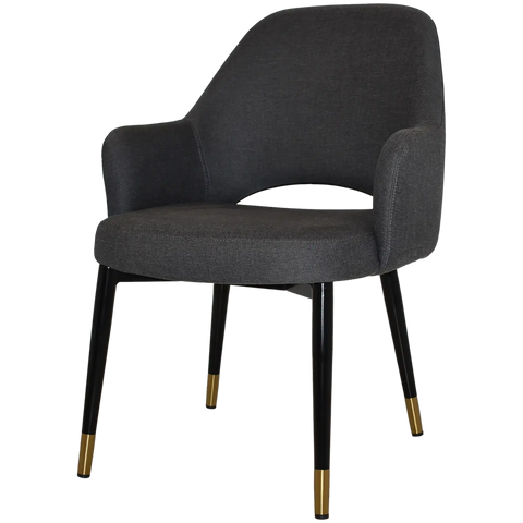 Mulberry XL Armchair Black With Brass Tip Metal 4 Leg With Gravity Slate Shell, Viewed From Angle