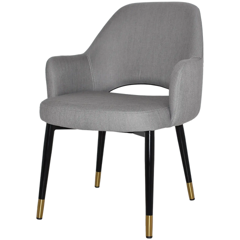 Mulberry XL Armchair Black With Brass Tip Metal 4 Leg With Gravity Steel Shell, Viewed From Angle