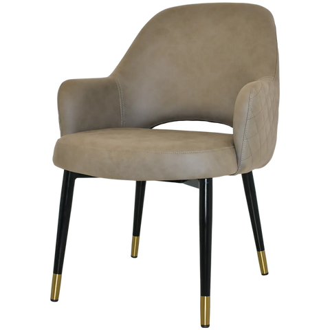 Mulberry XL Armchair Black With Brass Tip Metal 4 Leg With Pelle Benito Sage Shell, Viewed From Angle