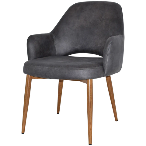 Mulberry XL Armchair Light Oak Metal 4 Leg With Eastwood Slate Shell, Viewed From Angle