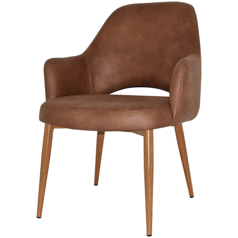 Mulberry XL Armchair Light Oak Metal 4 Leg With Eastwood Tan Shell, Viewed From Angle