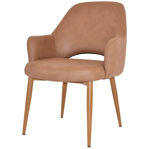 Mulberry XL Armchair Light Oak Metal 4 Leg With Pelle Benito Tan Shell, Viewed From Angle