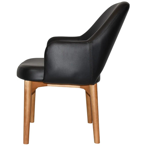 Mulberry XL Armchair Light Oak Timber 4 Leg With Black Vinyl Shell, Viewed From Back