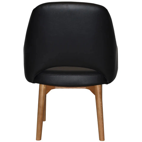 Mulberry XL Armchair Light Oak Timber 4 Leg With Black Vinyl Shell, Viewed From Front