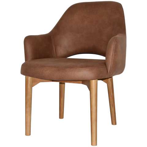 Mulberry XL Armchair Light Oak Timber 4 Leg With Eastwood Tan Shell, Viewed From Angle