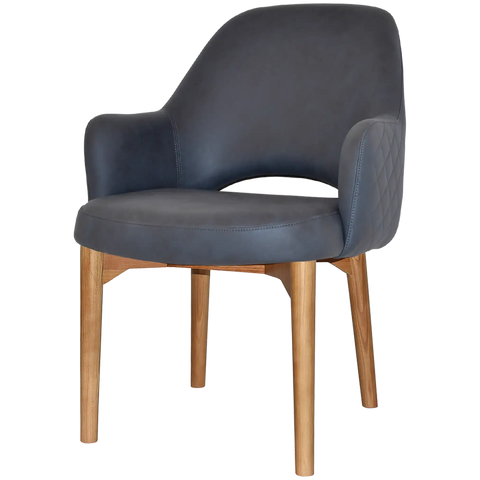 Mulberry XL Armchair Light Oak Timber 4 Leg With Pelle Benito Navy Shell, Viewed From Angle