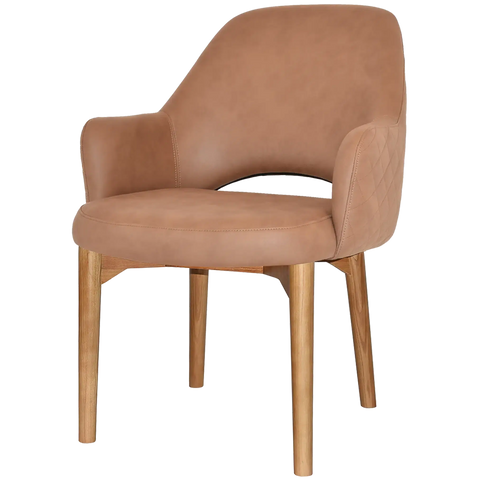 Mulberry XL Armchair Light Oak Timber 4 Leg With Pelle Benito Tan Shell, Viewed From Angle