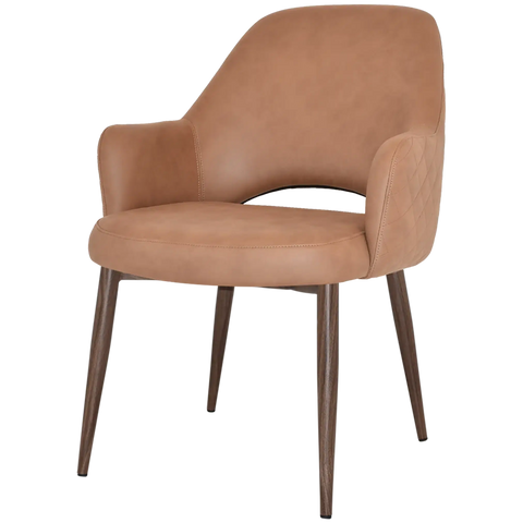 Mulberry XL Armchair Light Walnut Metal 4 Leg With Pelle Benito Tan Shell, Viewed From Angle