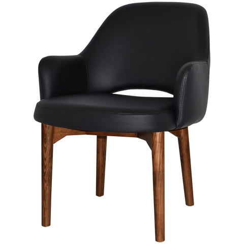 Mulberry XL Armchair Light Walnut Timber 4 Leg Black Vinyl Shell, Viewed From Angle