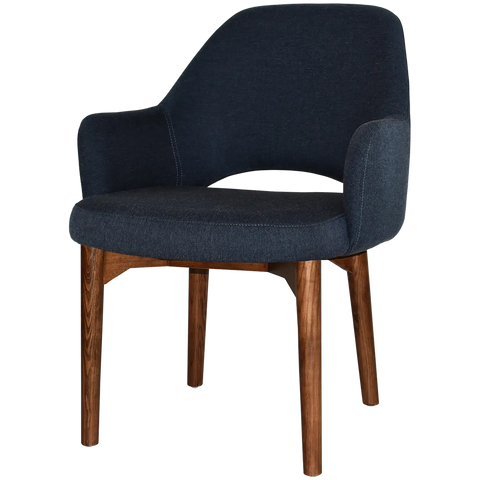 Mulberry XL Armchair Light Walnut Timber 4 Leg Gravity Navy Shell, Viewed From Angle