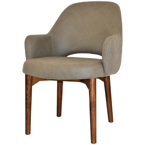 Mulberry XL Armchair Light Walnut Timber 4 Leg Pelle Benito Sage Shell, Viewed From Angle