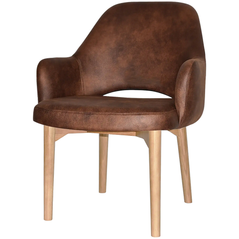 Mulberry XL Armchair Natural Timber 4 Leg With Eastwood Bison Shell, Viewed From Angle