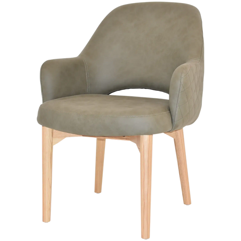 Mulberry XL Armchair Natural Timber 4 Leg With Pelle Benito Sage Shell, Viewed From Angle