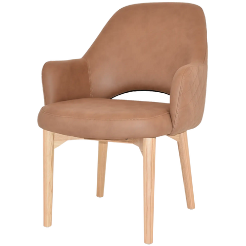 Mulberry XL Armchair Natural Timber 4 Leg With Pelle Benito Tan Shell, Viewed From Angle