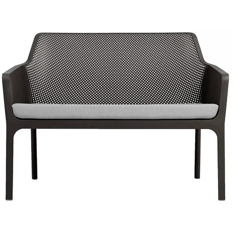 Nardi Net Bench In Anthracite With A Grey Seat Pad, Viewed From Front Angle