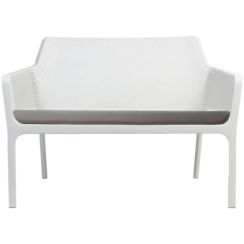 Nardi Net Bench In White With A Grey Seat Pad, Viewed From Front Angle