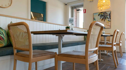 Natural Sienna Chairs With Elm Tables At The Lighthouse Wharf Hotel