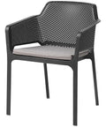 Net Armchair By Nardi In Anthracite With Light Grey Seat Pad, Viewed From Angle In Front