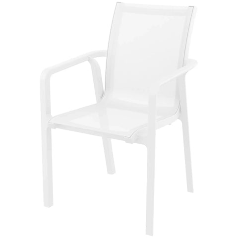 Pacific Armchair By Siesta With White Frame And White Mesh, Viewed From Angle In Front