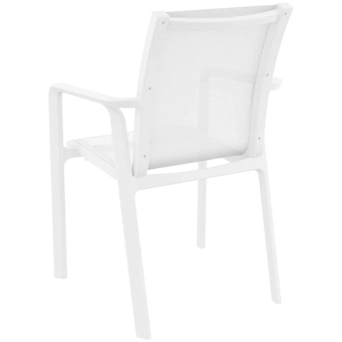 Pacific Armchair By Siesta With White Frame And White Mesh, Viewed From Behind On Angle