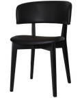 Palermo Chair With Black Vinyl Upholstery And Black Timber Frame, Viewed From Angle In Front