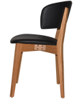 Palermo Chair With Black Vinyl Upholstery And Light Oak Timber Frame, Viewed From Side