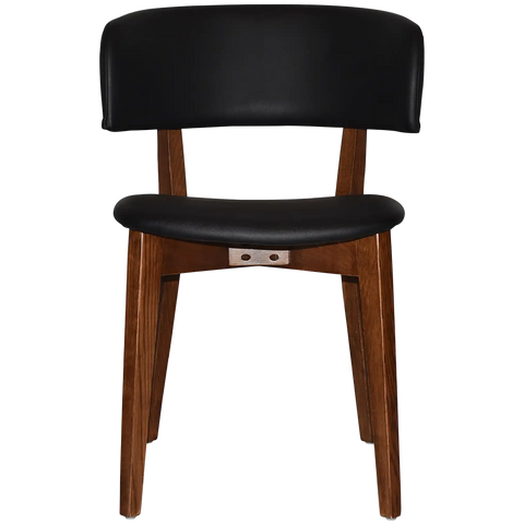 Palermo Chair With Black Vinyl Upholstery And Light Walnut Timber Frame, Viewed From Front