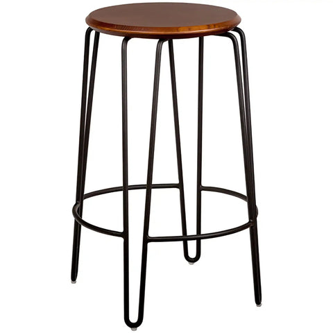 Phoenix Counter Stool With Walnut Seat And Black Hairpin Legs