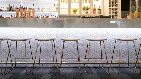 Pi Chrome Bar Stool With Whiye Vinyl In Front Bar At Jarmers Kitchen