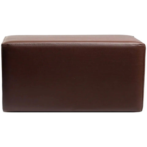 Rectangle Ottoman In Chocolate Vinyl, Viewed From Front