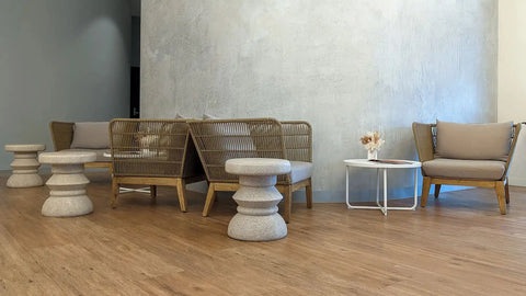 Belle Armchairs And White Monsoon Side Tables At Rezz Hotel