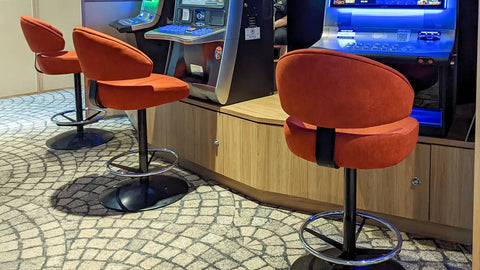 Custom Canberra Disc Base Gaming Stools At Rezz Hotel 