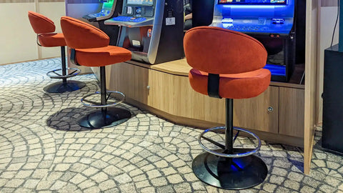 Custom Canberra Disc Gaming Stools In Gaming Area At Rezz Hotel