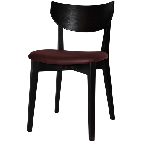 Romano Chair With Custom Upholstered Seat With Black Timber Frame, Viewed From Angle In Front