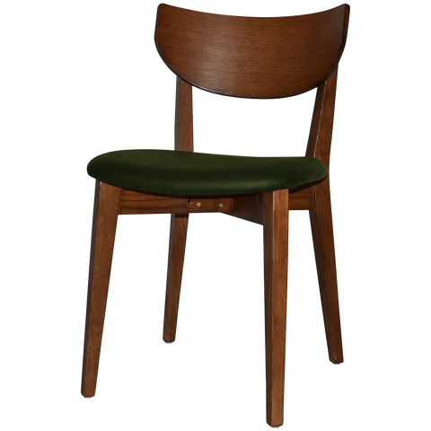 Romano Chair With Custom Upholstered Seat With Light Walnut Timber Frame, Viewed From Angle In Front