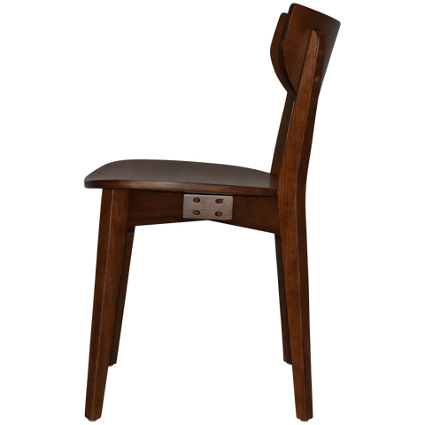 Romano Chair With Veneer Seat With Light Walnut Timber Frame, Viewed From Side