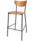 Ronaldo Bar Stool With A Black Metal Frame And Natural Seat And Backrest A 2