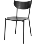 Ronaldo Chair With Black Frame Black Timber Seat And Backrest, Viewed From Angle In Front
