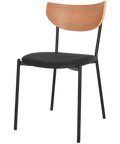 Ronaldo Chair With Black Frame Black Vinyl Seat And Natural Backrest, Viewed From Angle In Front