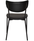 Ronaldo Chair With Black Metal Frame With A Black Vinyl Seat And Back, Viewed From Angle In Back