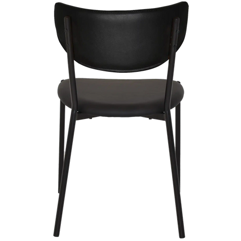 Ronaldo Chair With Black Metal Frame With A Black Vinyl Seat And Back, Viewed From Angle In Back