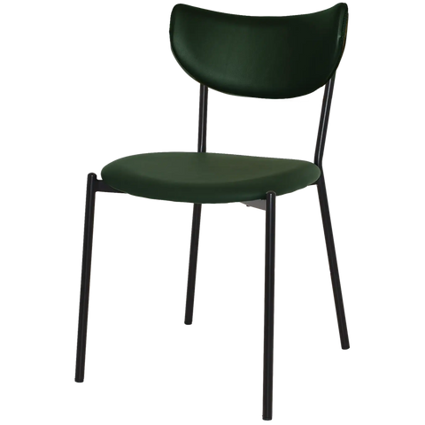 Ronaldo Chair With Custom Upholstery Backrest And Seat And Black 4 Leg Frame, Viewed From Front Angle